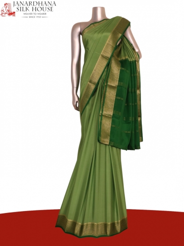 Classic Contrast Pure Mysore Crepe Silk Saree